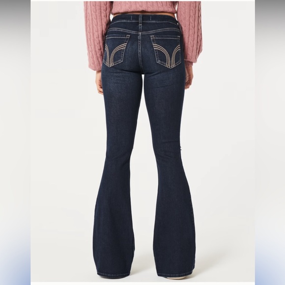 Hollister Brand New LOW-RISE DISTRESSED DARK WASH FLARE JEANS - Picture 15 of 15